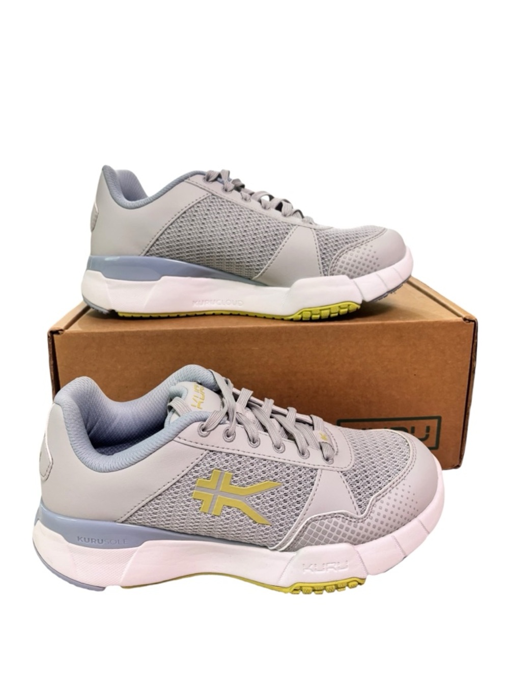 KURU Quantum 2.0 Shoes Womens 7 Medium Gray Lime Mesh Sneakers Comfort Walking